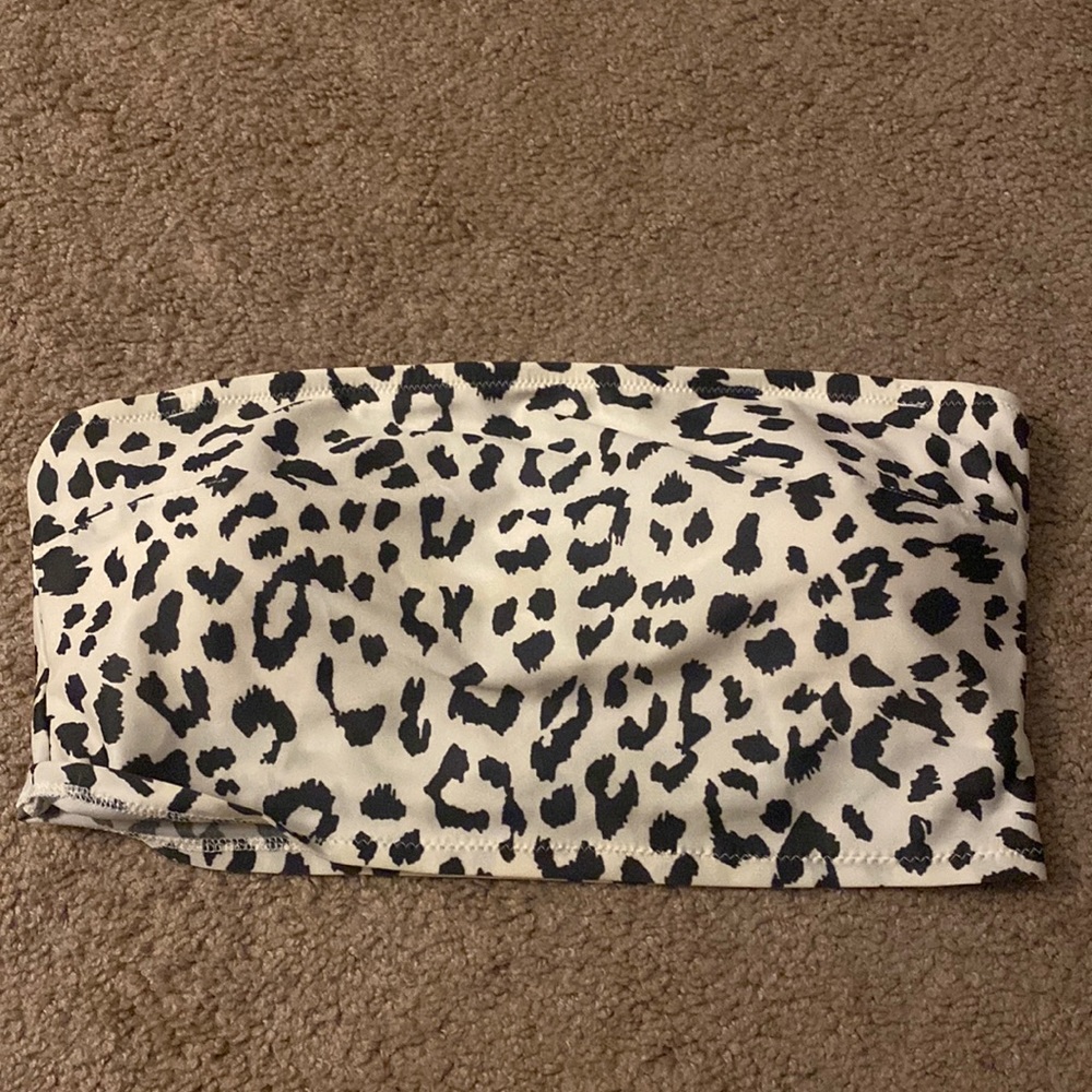 Aerie Large Bandeau Swimsuit Top Large Cheetah